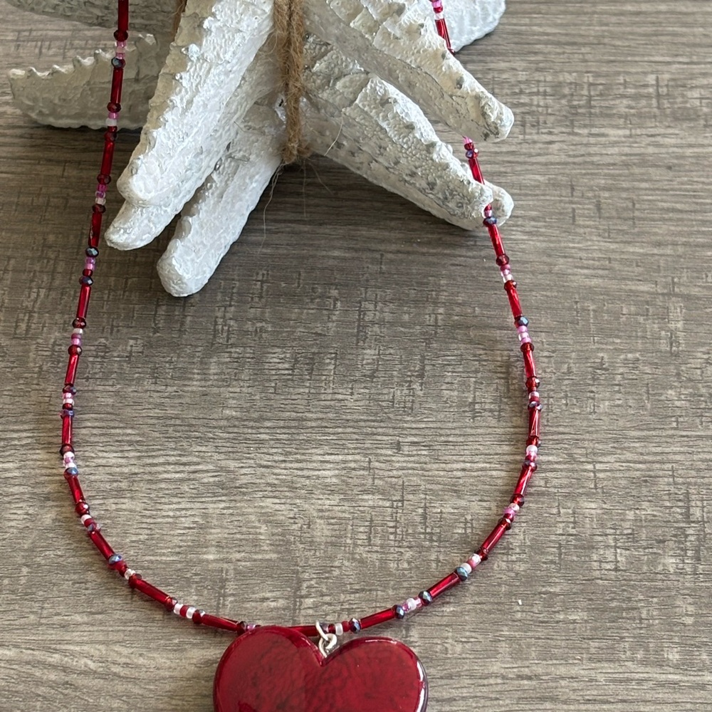 Red Heart Pendant Necklace - Picture 2 of 2